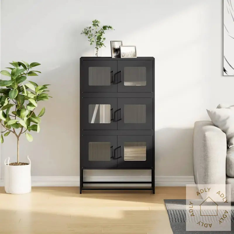 Highboard Svart 68X39X123 Cm Stål