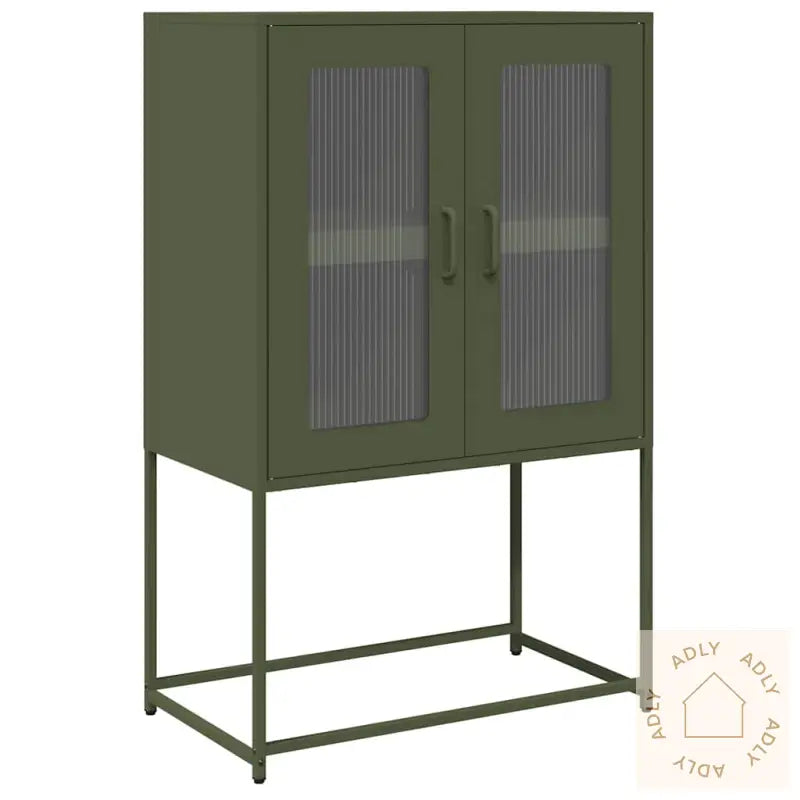 Highboard Olivengrønn 68X39X107 Cm Stål