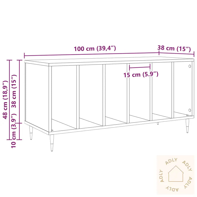 Plateskap Svart Eik 100X38X48 Cm Konstruert Tre