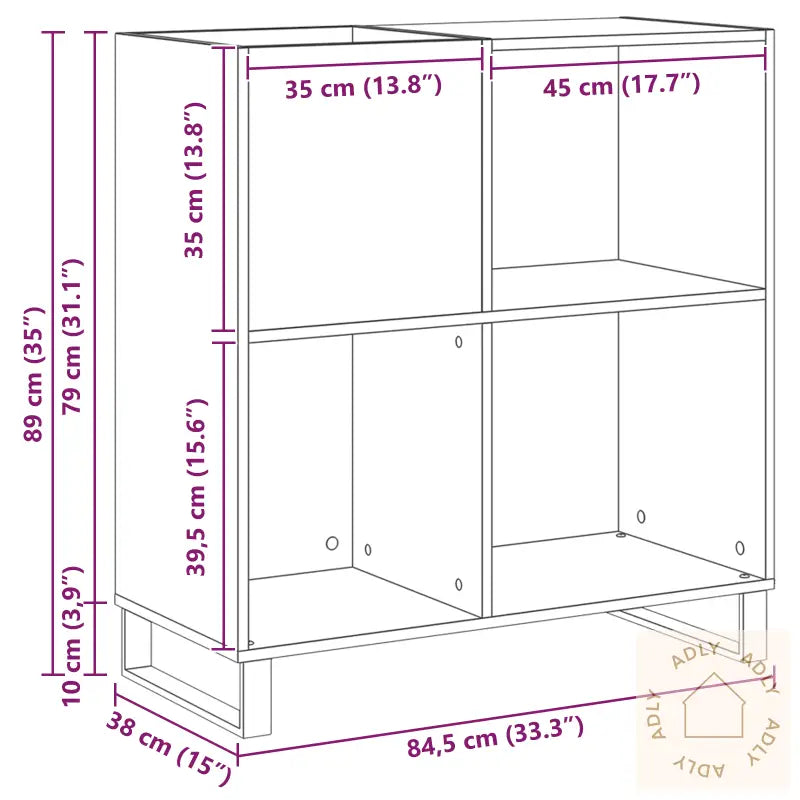 Record Cabinet Artisan Oak 84,5X38X89 Cm Konstruert Tre