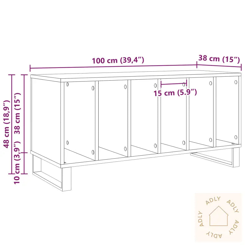 Record Cabinet Svart Eik 100X38X48 Cm Konstruert Tre