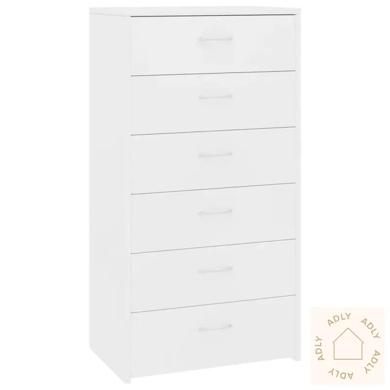 Skjenk Med 6 Skuffer Hvit 50X34X96 Cm Konstruert Tre