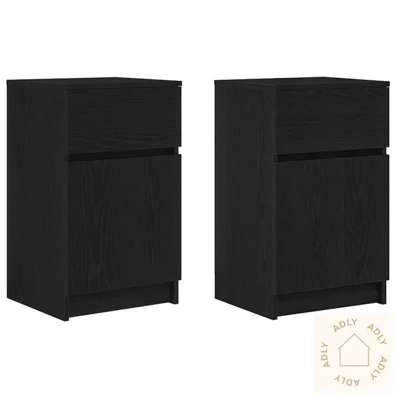 Nattbord 2 Stk Svart 39X35X65 Cm Konstruert Tre