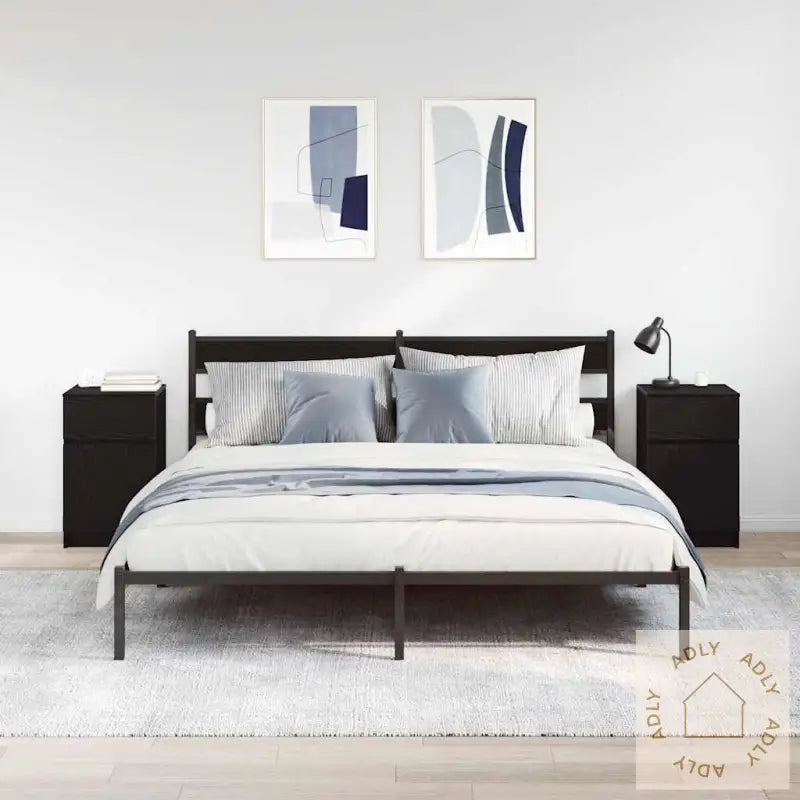 Nattbord 2 Stk Svart 39X35X65 Cm Konstruert Tre