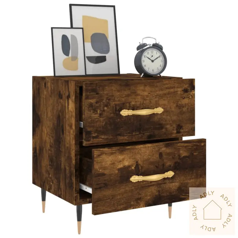 Nattbord Røkt Eik 40X35X47,5 Cm Konstruert Tre