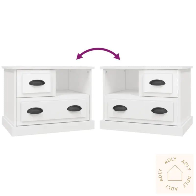 Nattbord Høyglans Hvit 60X39X45 Cm