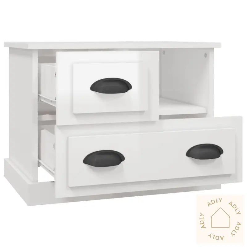 Nattbord Høyglans Hvit 60X39X45 Cm