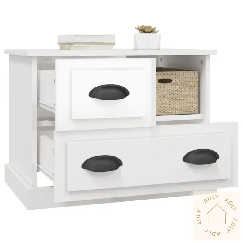 Nattbord Høyglans Hvit 60X39X45 Cm