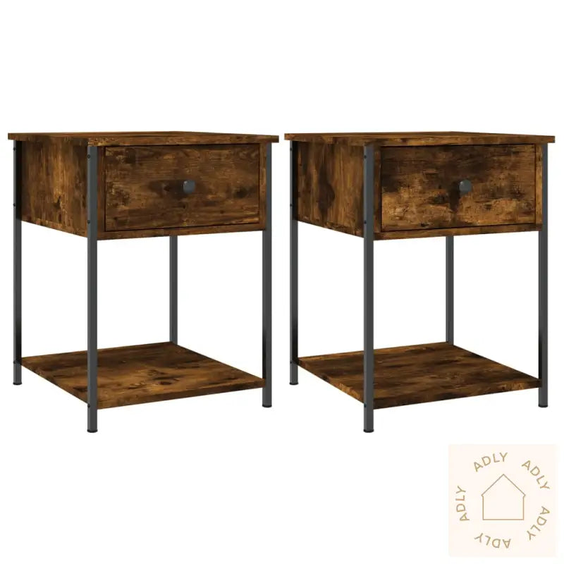 Nattbord 2 Stk Røkt Eik 44X45X58 Cm Konstruert Tre