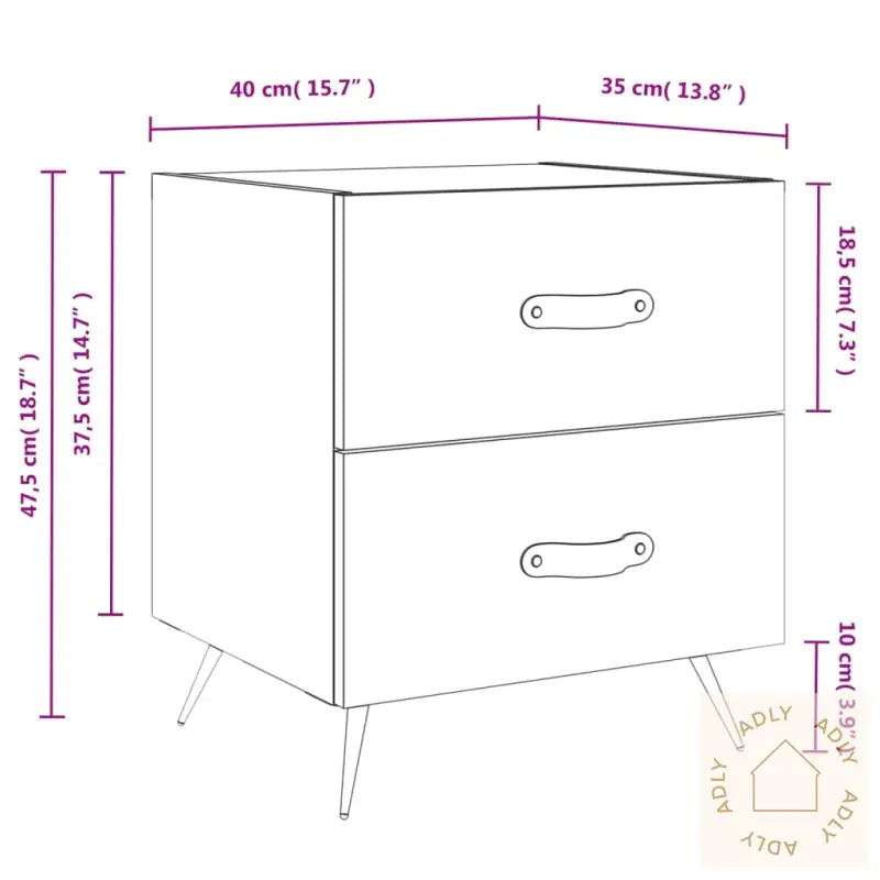 Nattbord Hvit 40X35X47,5 Cm Konstruert Tre