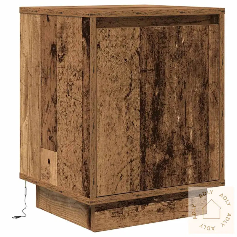 Nattbord Med Led Gammelt Tre 38X34X50 Cm