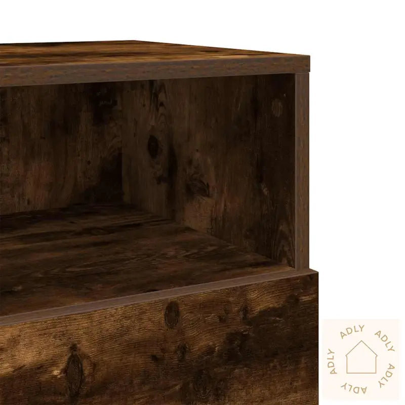 Nattbord Med 2 Skuffer Røkt Eik 36X36X68 Cm