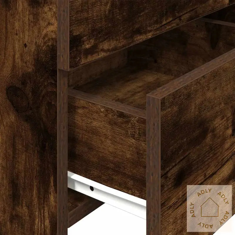 Nattbord Med 2 Skuffer Røkt Eik 40X36,5X62 Cm