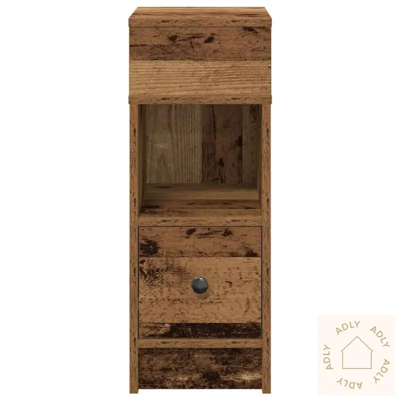 Nattbord Med Skuff Gammelt Tre 25X31X66 Cm
