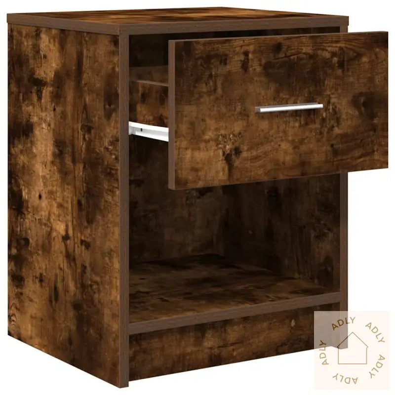 Nattbord Med Skuff Røkt Eik 40X34X50 Cm