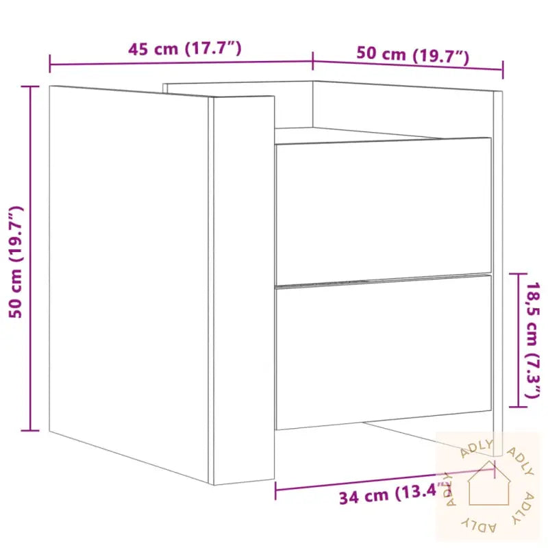 Nattbord Svart 45X50X50 Cm Konstruert Tre