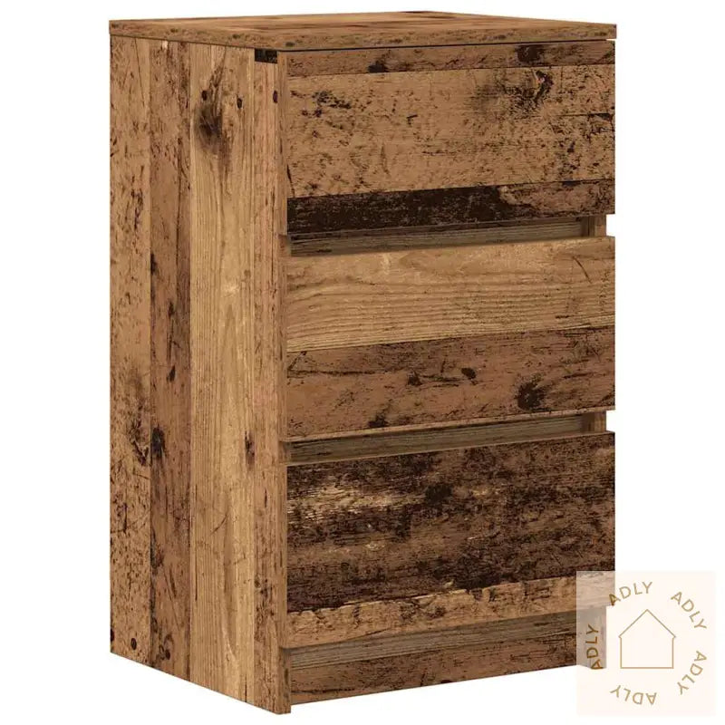 Nattskap Med 3 Skuffer 2 Stk Gammelt Tre 39X35X65 Cm