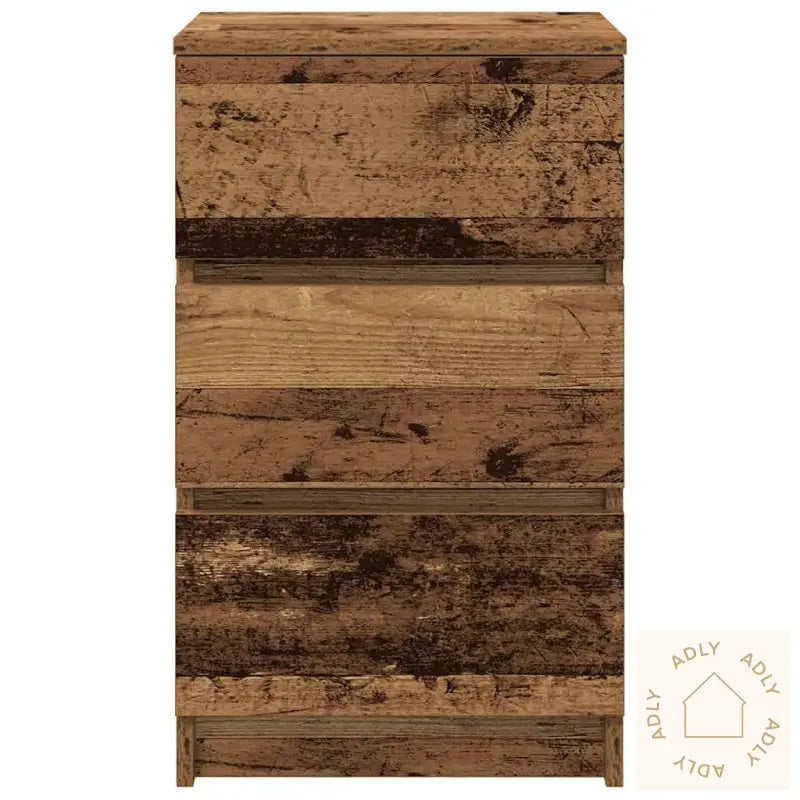 Nattskap Med 3 Skuffer 2 Stk Gammelt Tre 39X35X65 Cm