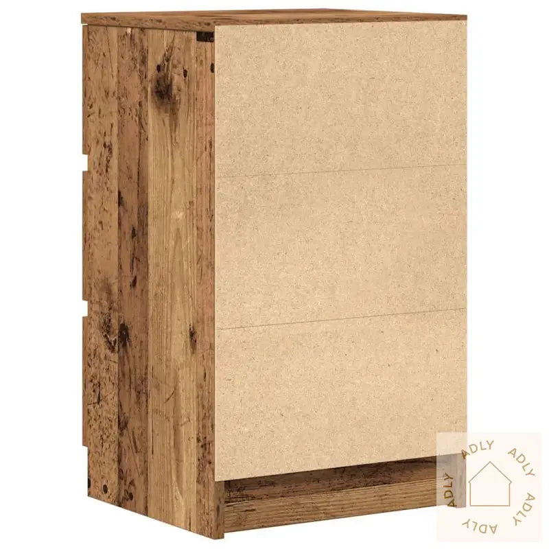 Nattskap Med 3 Skuffer 2 Stk Gammelt Tre 39X35X65 Cm