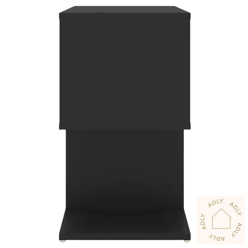 Black storage cabinet som del av stilrent nattbordsett for møbler til hjemmet