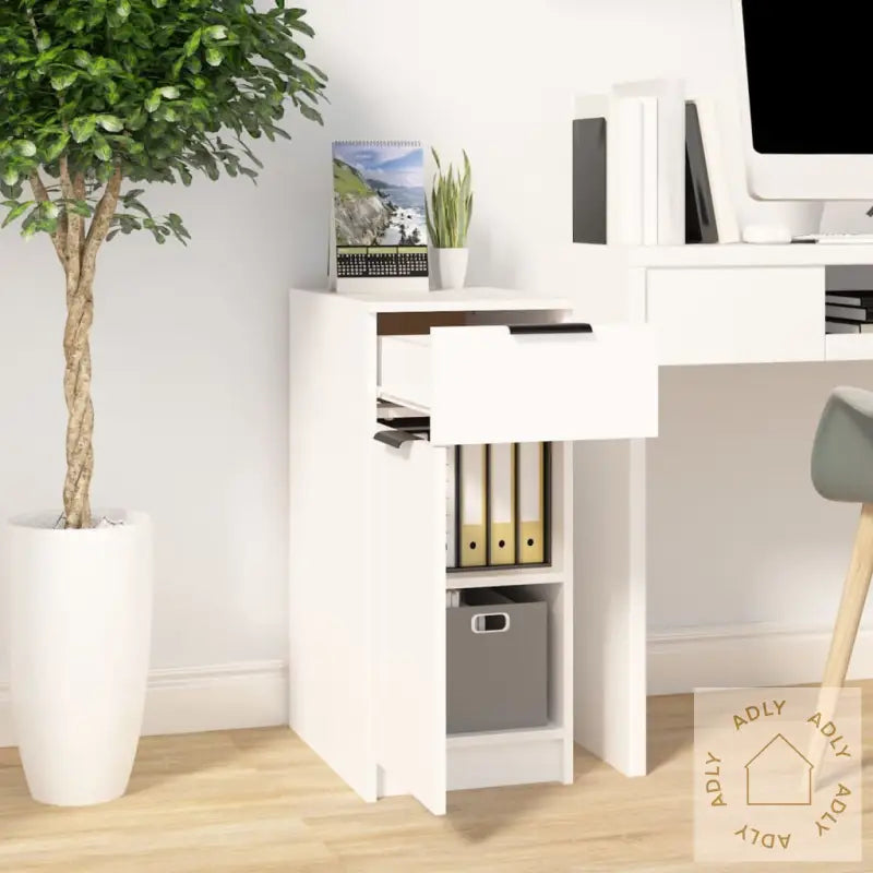 Skrivebordskap Hvit 33,5X50X75 Cm Konstruert Tre