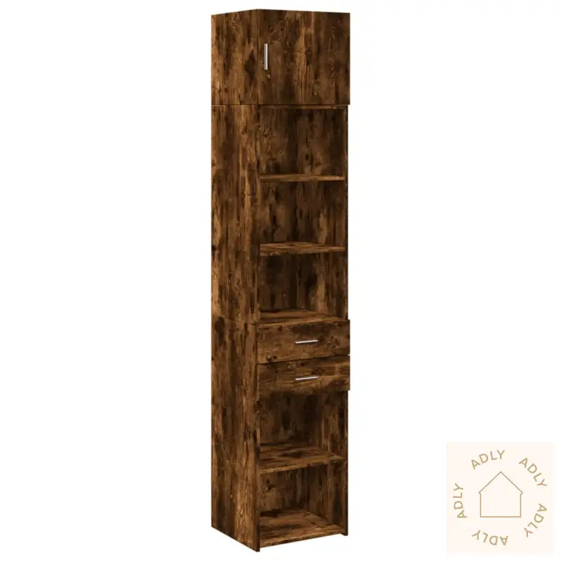Smalt Oppbevaringsskap Røkt Eik 45X42,5X225 Cm Konstruert Tre