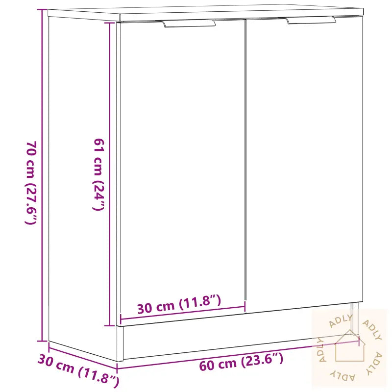 Sideboard Svart Eik 60X30X70 Cm Konstruert Tre