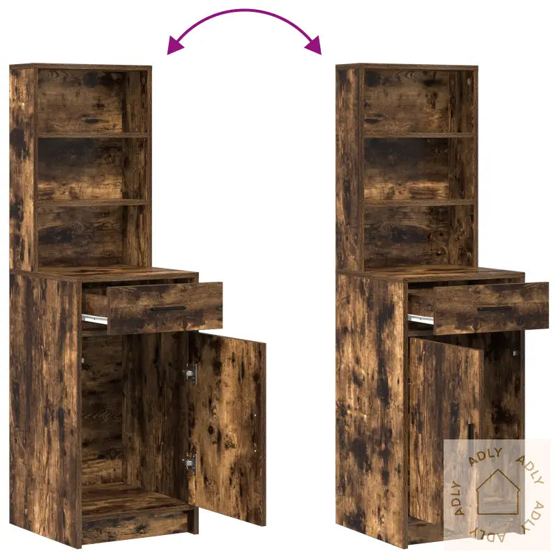 Høyboard I Røkt Eik, 40X41X135 Cm, Laget Av Konstruert Tre