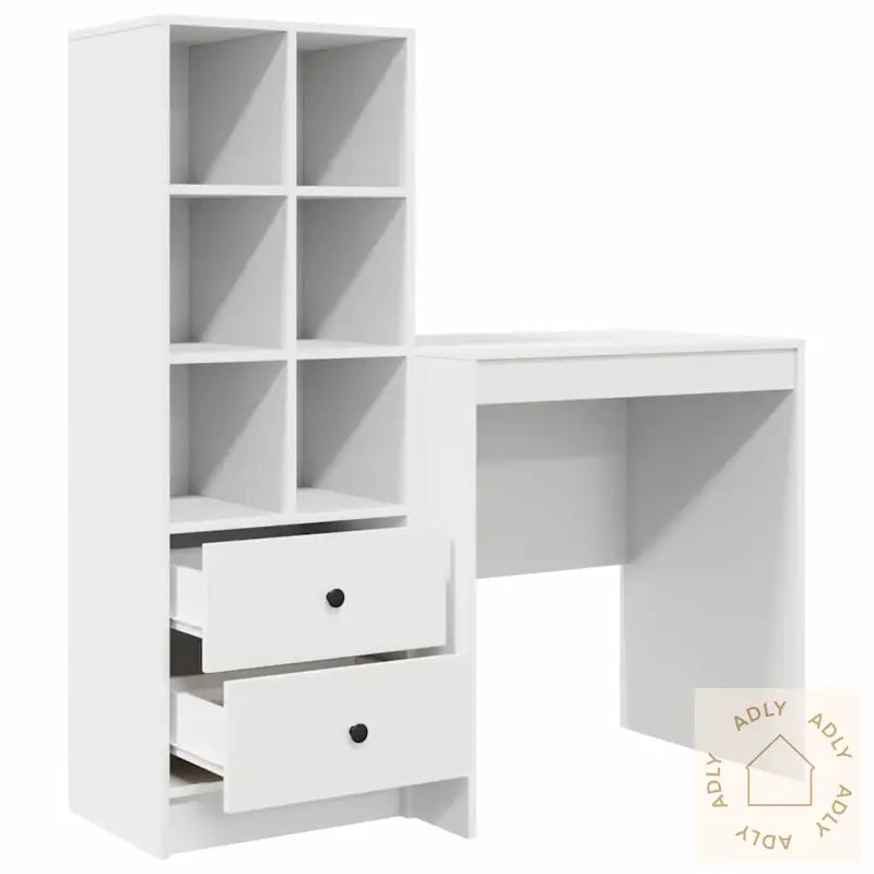 Skrivebord Med Lagring Hvit Mdf