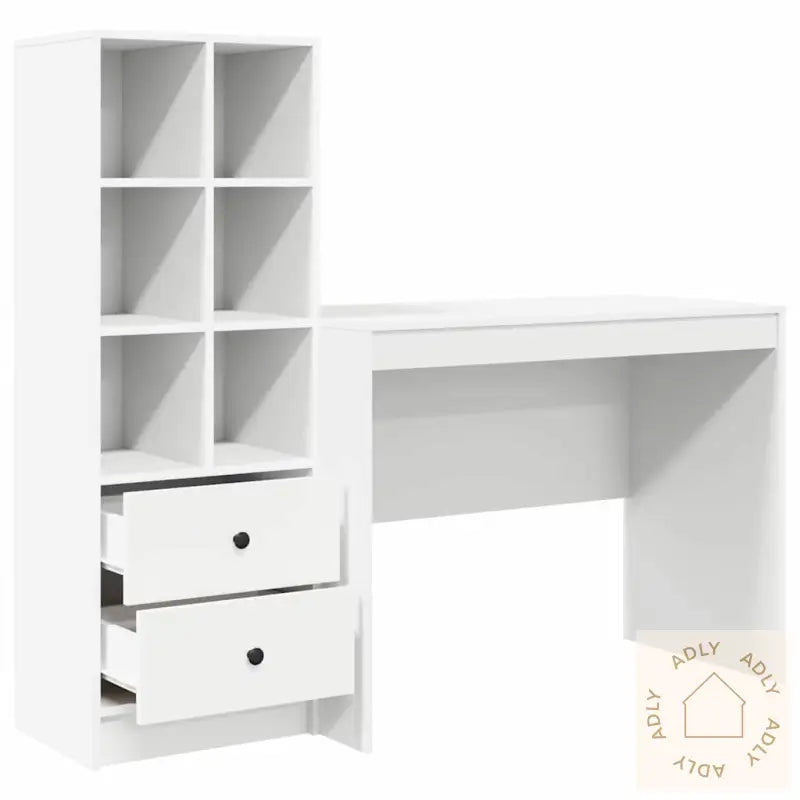 Skrivebord Med Lagring Hvit Laminert