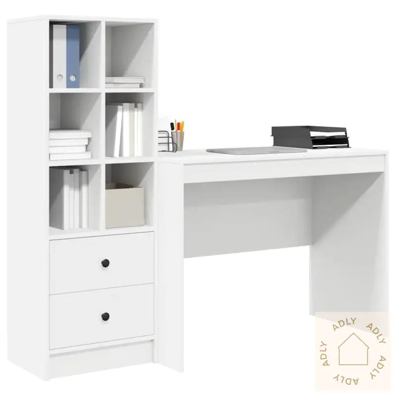 Skrivebord Med Lagring Hvit Laminert