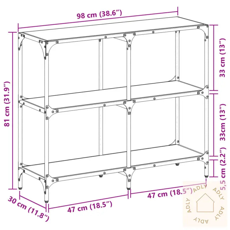Konsollbord Med Svart Glassplate 98X30X81 Cm Stål