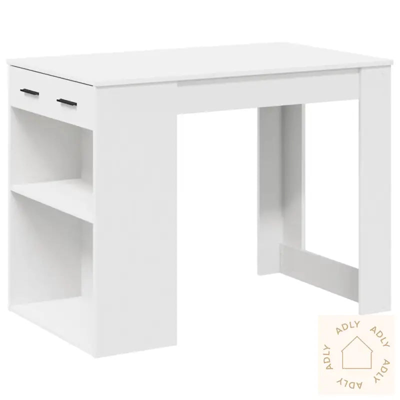 Skrivebord Med Skuff Og Hylle Hvit 102X62X77,5Cm Konstruert Tre
