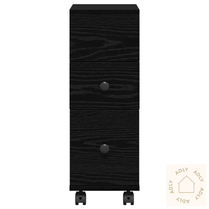 Smalt Baderomsskap Med Hjul Svart Eikeimitasjon