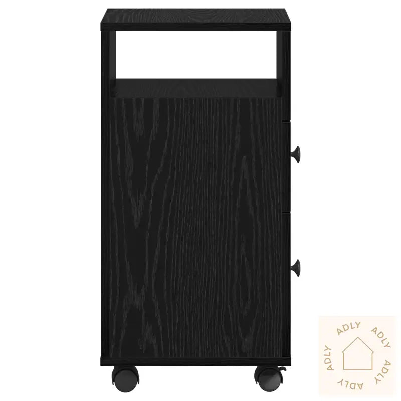 Smalt Baderomsskap Med Hjul Svart Eikeimitasjon