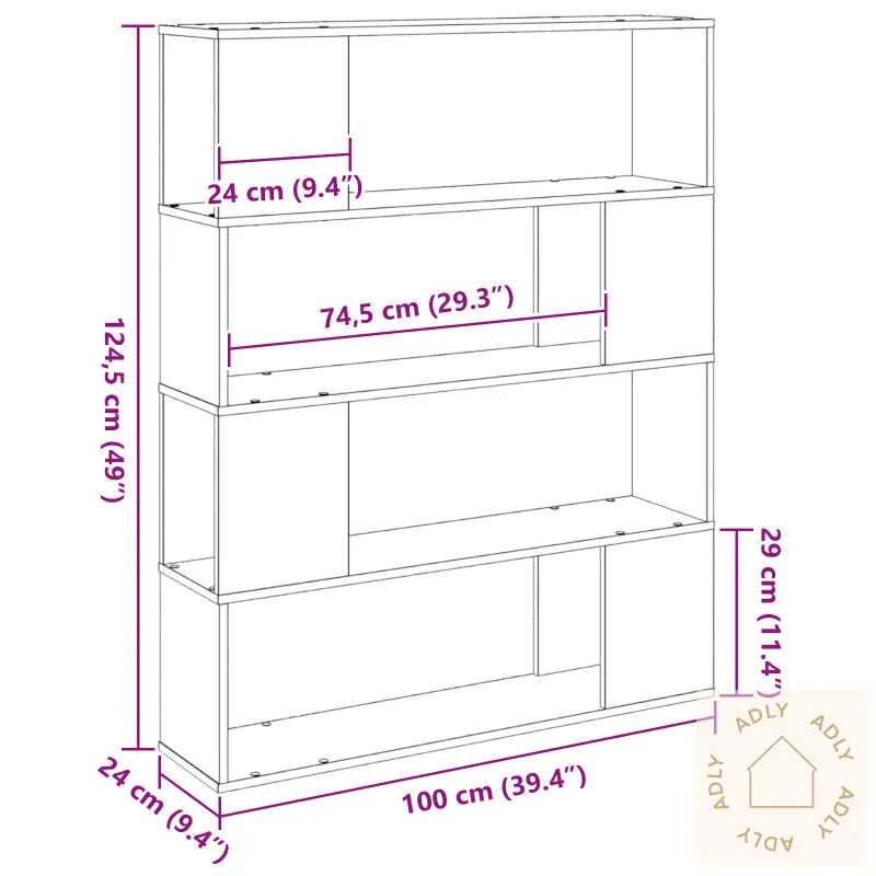 Bokhylle I Svart Eik 100X24X124 Cm Laget Av Konstruert Tre