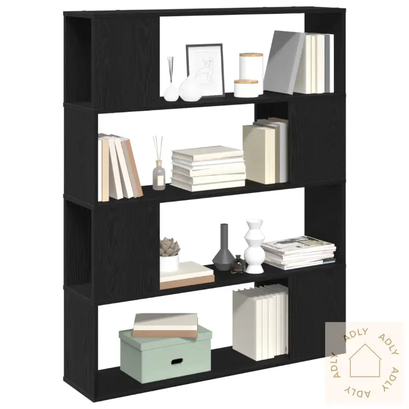 Bokhylle I Svart Eik 100X24X124 Cm Laget Av Konstruert Tre