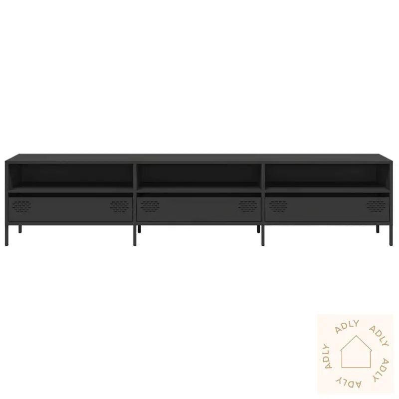 Tv-Benk Svart 202X39X43,5 Cm Kaldvalset Stål