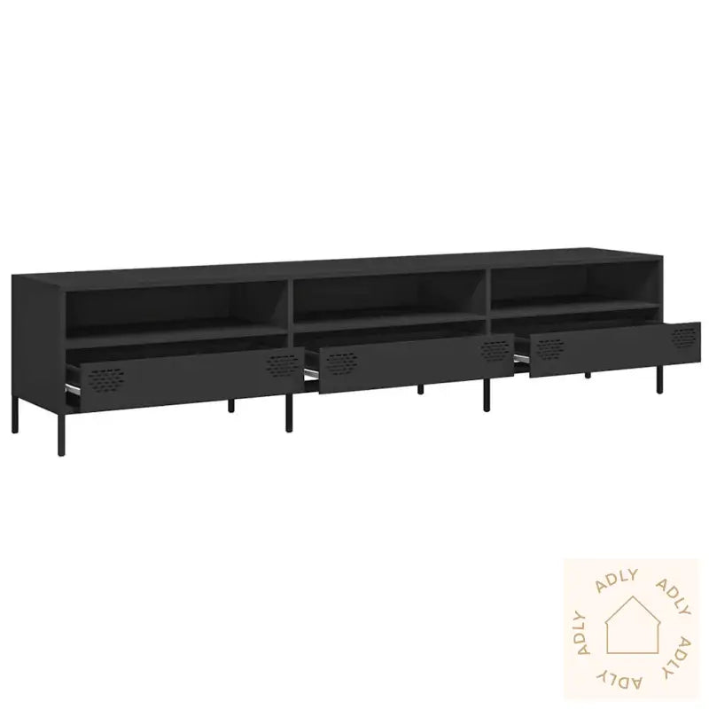 Tv-Benk Svart 202X39X43,5 Cm Kaldvalset Stål