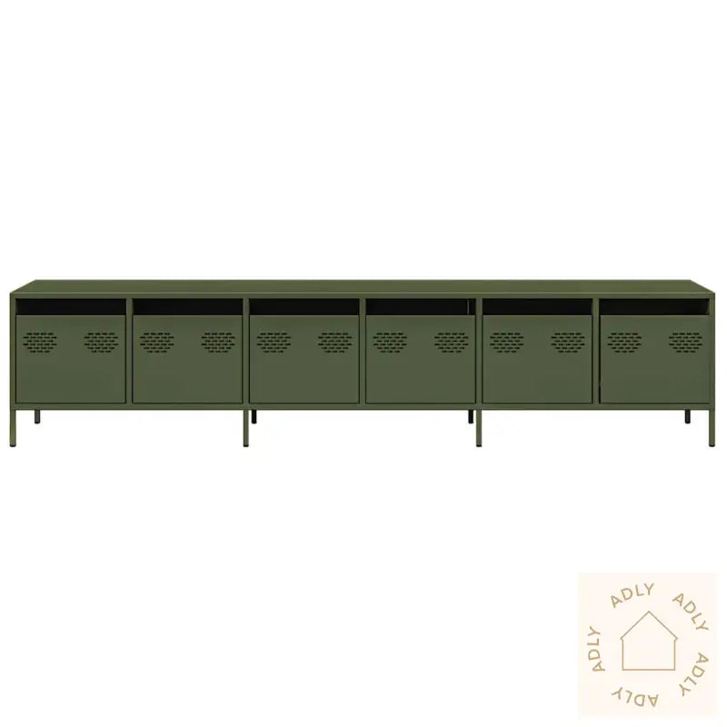 Tv-Benk Olivengrønn 202X39X43,5 Cm Kaldvalset Stål
