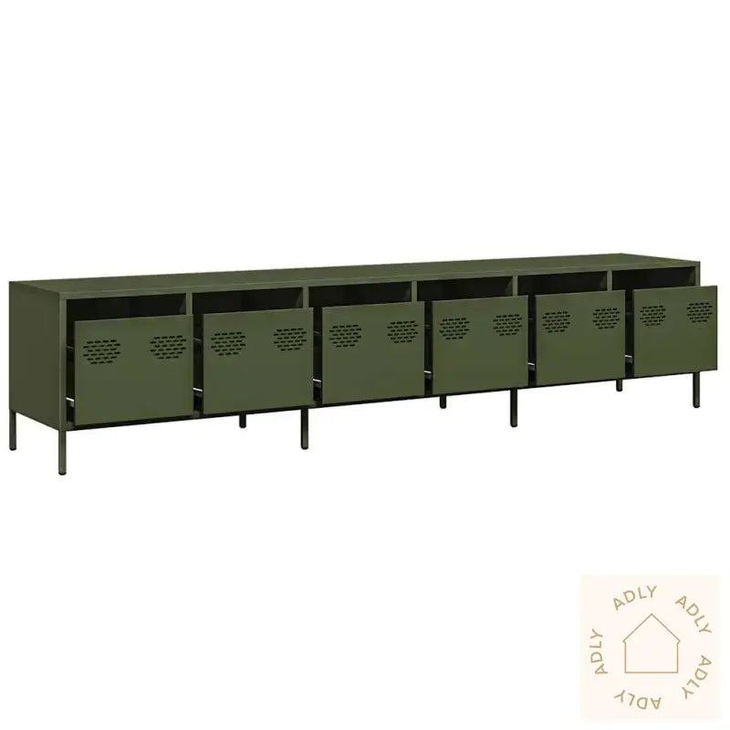 Tv-Benk Olivengrønn 202X39X43,5 Cm Kaldvalset Stål