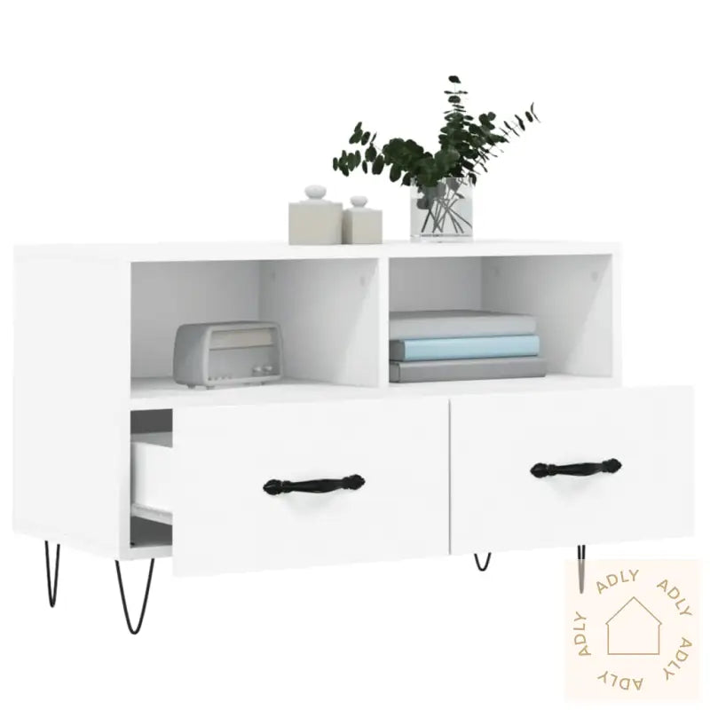 Tv-Benk Hvit 80X36X50 Cm Konstruert Tre