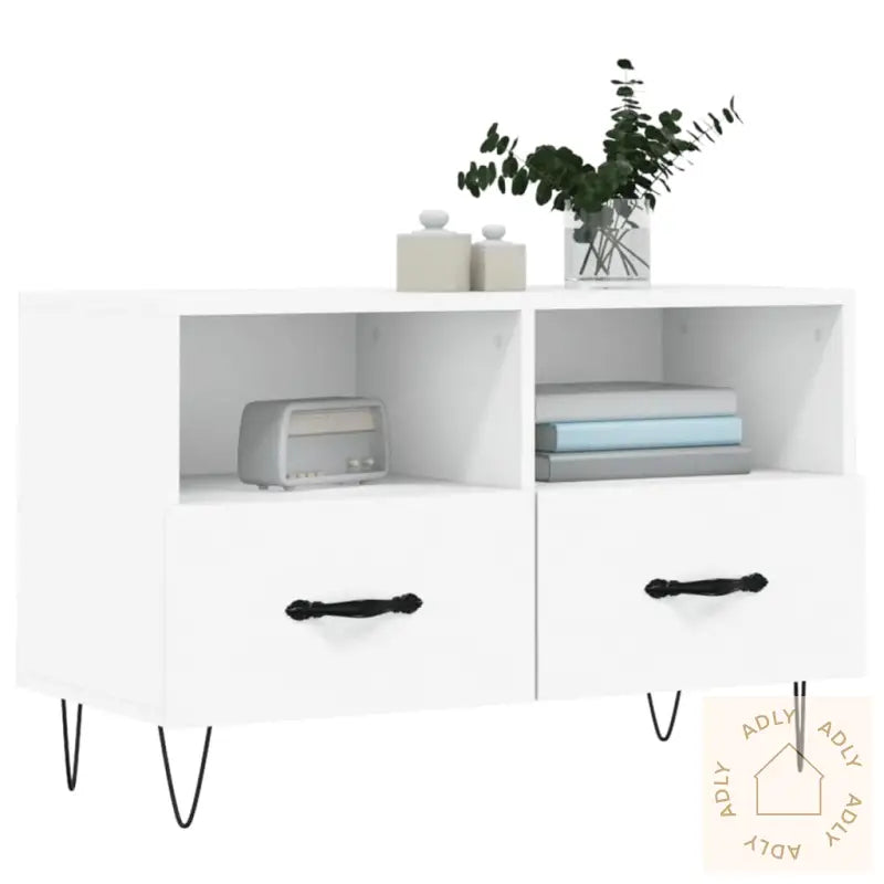 Tv-Benk Hvit 80X36X50 Cm Konstruert Tre