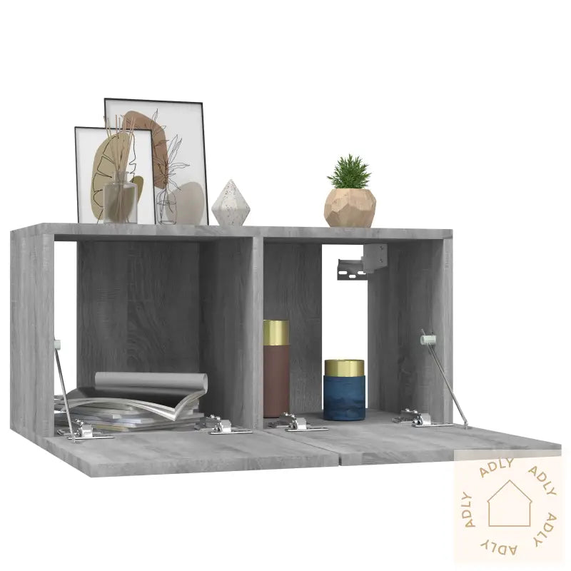 Hengende Tv-Benker Grå Sonoma 3 Stk 60X30X30 Cm Konstruert Tre