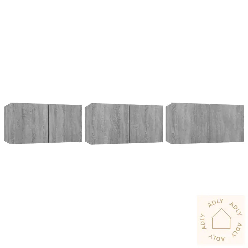 Hengende Tv-Benker Grå Sonoma 3 Stk 60X30X30 Cm Konstruert Tre