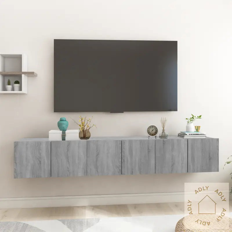 Hengende Tv-Benker Grå Sonoma 3 Stk 60X30X30 Cm Konstruert Tre