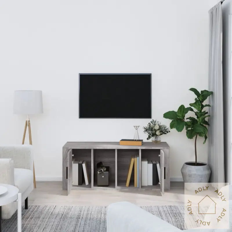 Tv-Benk Grå Sonoma 100X35X40 Cm Konstruert Tre