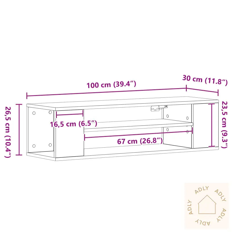 Veggmontert Tv-Skap I Svart Eik 100X30X26,5 Cm Laget Av Konstruert Tre