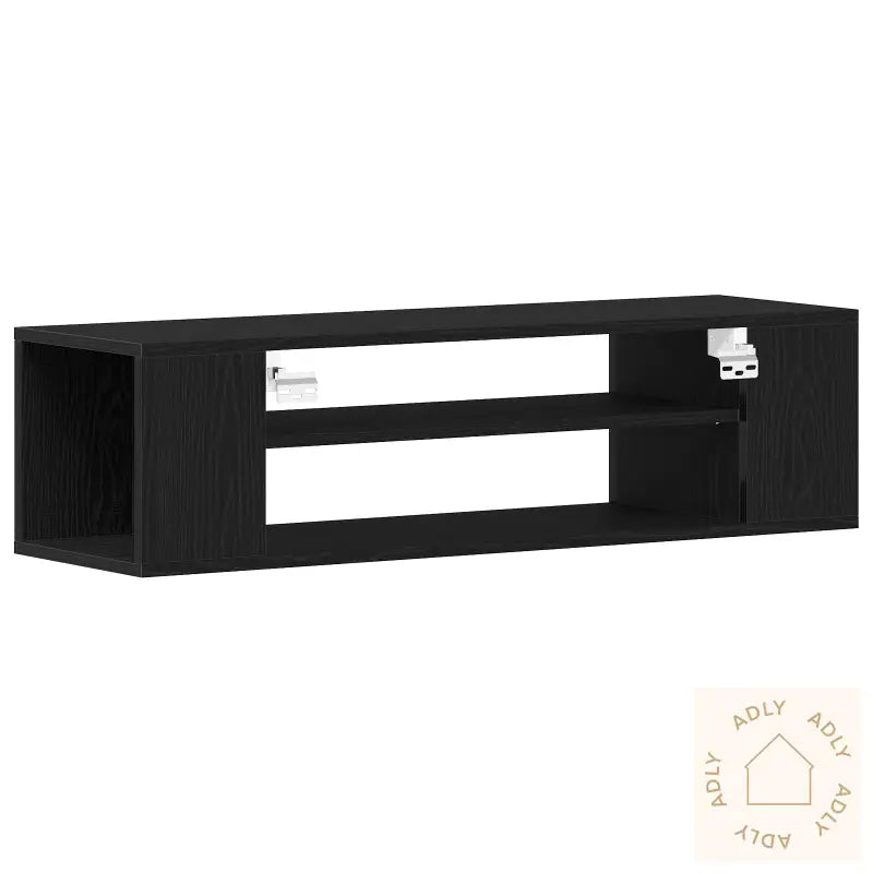 Veggmontert Tv-Skap I Svart Eik 100X30X26,5 Cm Laget Av Konstruert Tre