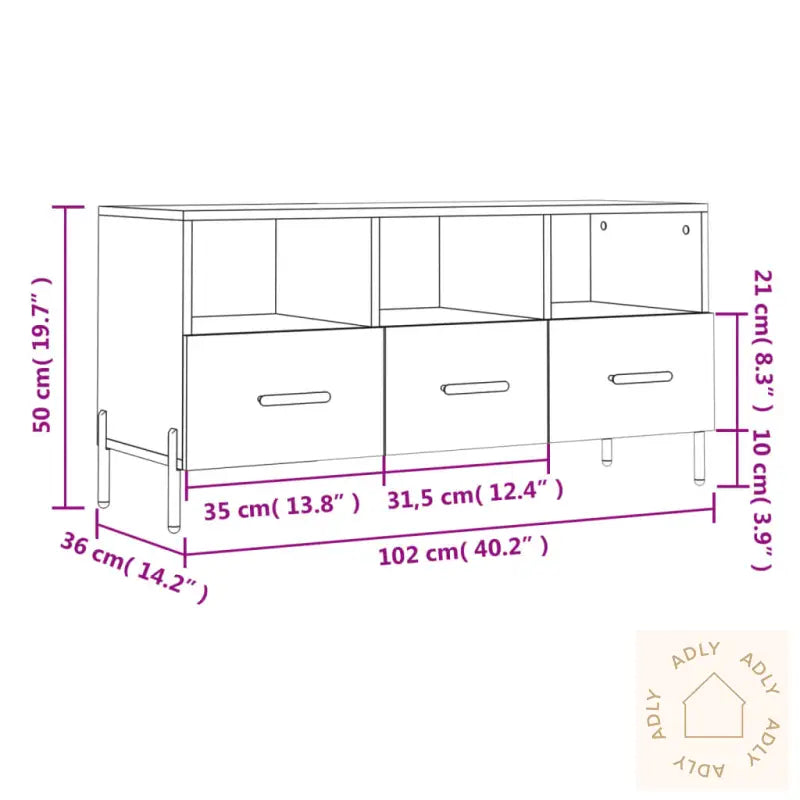 Tv-Benk Høyglans Hvit 102X36X50 Cm Konstruert Tre